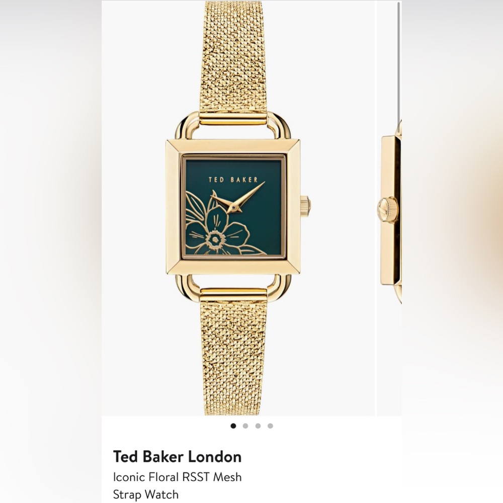 Ted Baker London Iconic Floral Gold Mesh Strap Watch
